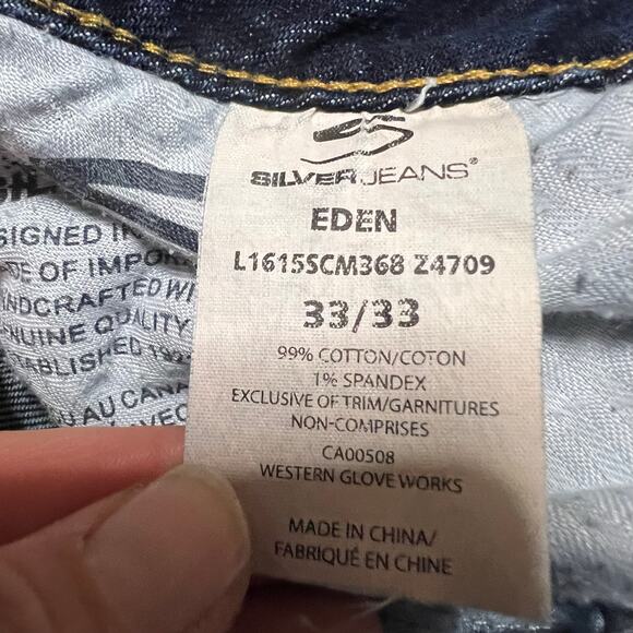 Silver Jeans Womens 33 x33 (35x32.5) Eden Bootcut Contrast Stitching - Picture 7 of 11